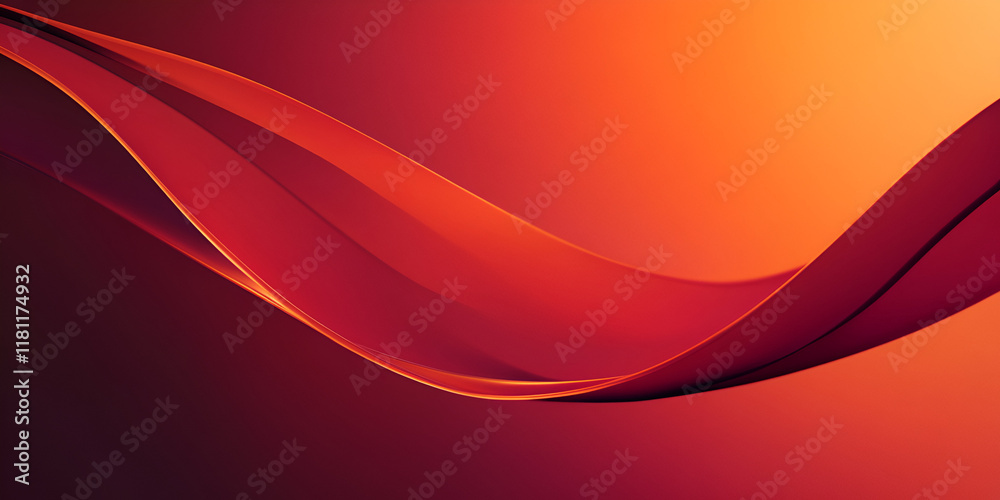 Sticker Abstract Red and Orange Wave: An ethereal, abstract background featuring a sinuous red wave flowing across a vibrant orange gradient, evoking feelings of energy, movement, and warmth.