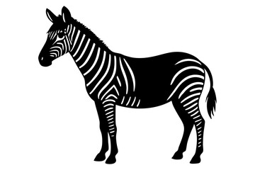 zebra black silhouette vector, Simple silhouette Design vector icon with white background. wild animal 