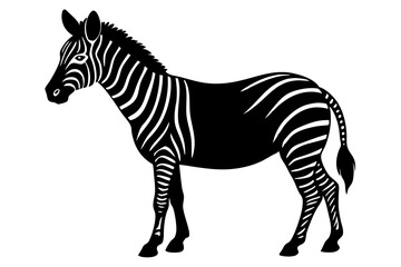 zebra black silhouette vector, Simple silhouette Design vector icon with white background. wild animal 