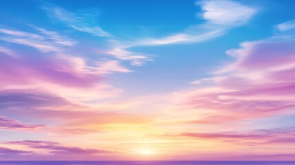 Fototapeta premium Serene sunset over the ocean, a boat sailing towards the horizon tranquil