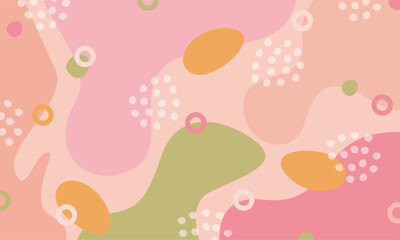 Abstract organic shapes trendy background with copy spaces. Pastel color organic banner for presentation. Aesthetic background.