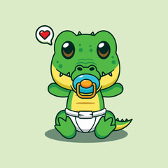 Baby crocodile cartoon vector illustration