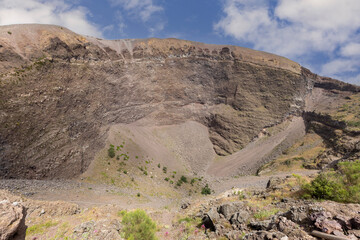 The interior of the Mount Vesuvius volcano crater, Naples, Italy