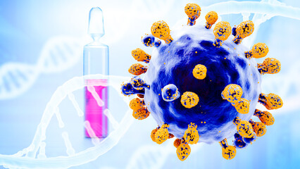 Human metapneumovirus (HMPV or hMPV) is a negative-sense single-stranded RNA virus of the family Pneumoviridae 3d rendering 