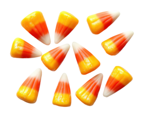 Candy corn treats food bright environment close-up sweet concept isolated on transparent background png