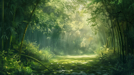 Naklejka premium sun rays through the forest