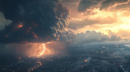 A massive thundercloud during the day, highlighted by intense lightning strikes, captured in HD resolution.