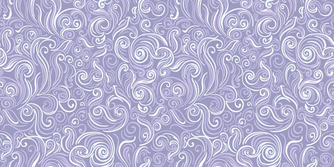 Pastel seamless pattern with abstract texture twisted line shape. Vector hand drawing unique graphics and curved smooth lines. Contemporary ornamental texture. Simple background.