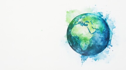Watercolor hand painted planet Earth isolated on white background. Symbol of life,Environmental problems and environmental protection ecology,Hand drawn Globe watercolour paint,Earth Day.