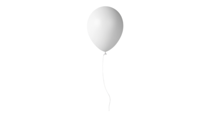 Floating white balloon against a minimalistic background transparent background