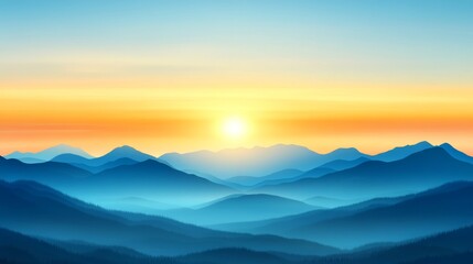 Fototapeta premium Breathtaking sunrise over majestic mountain peaks, a serene landscape