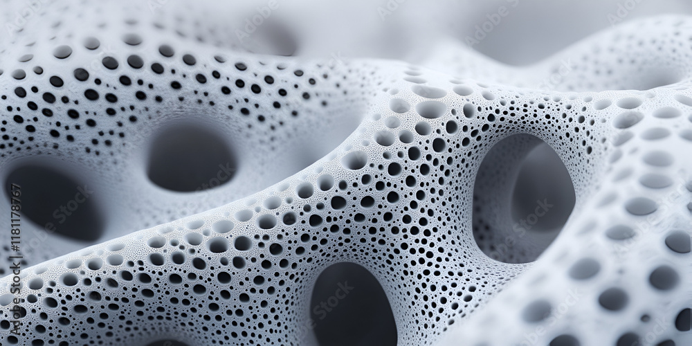 Poster abstract cellular structure: intricate network of interconnected spheres, creating a mesmerizing 3d 