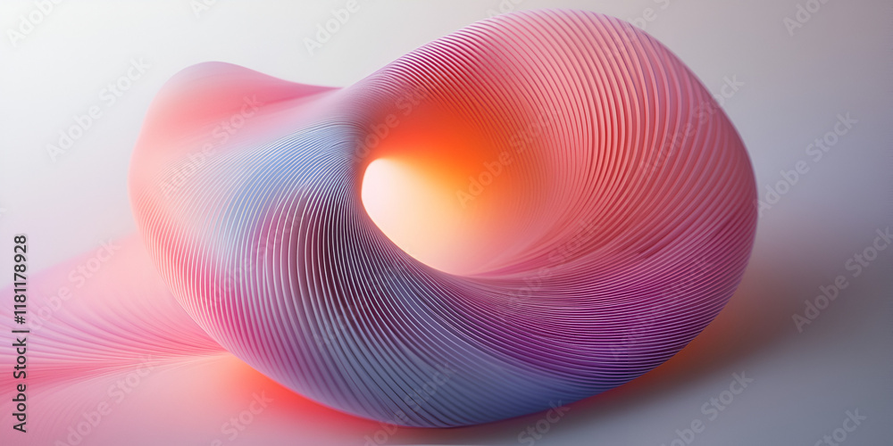 Poster abstract swirl: a mesmerizing 3d render of a swirling, ethereal form in soft pink and blue hues. the