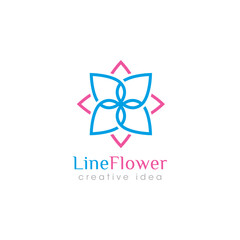 Creative Line Flower Concept Logo Design Template
