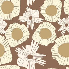 seamless cute hand drawn flowers pattern background