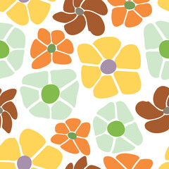 seamless doodle daisy flowers pattern background