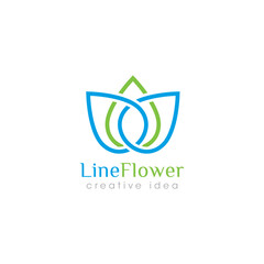 Creative Line Flower Concept Logo Design Template