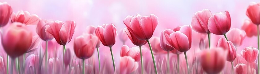 Obraz premium Stunning pink tulips in full bloom, a vibrant floral wallpaper vivid