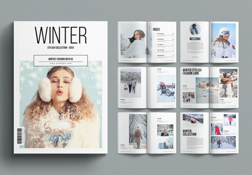 Winter Fashion Lookbook Template Design Layout