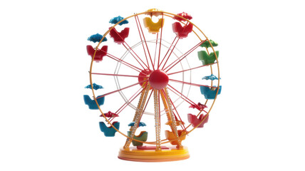Colorful miniature ferris wheel spins joyfully at a festival transparent background