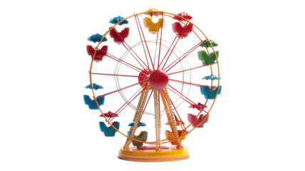 Colorful miniature ferris wheel spins joyfully at a festival transparent background