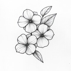 Minimalist ink floral sketch, white background, design inspiration