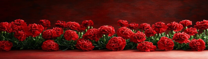 Fototapeta premium A stunning display of vibrant red tulips in full bloom, celebration of nature's beauty