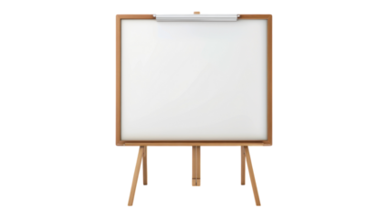 Easel Whiteboard Isolated on a Transparent Background Perfect for Office and Educational Purposes, Ideal for Presentations and Creative Brainstorming Sessions transparent background