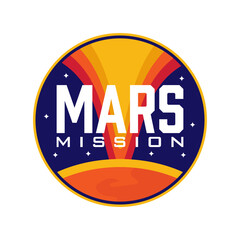Vintage unique Mars space exploration patch Logo design, vector illustration