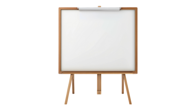 Easel Whiteboard Isolated on a Transparent Background Perfect for Office and Educational Purposes, Ideal for Presentations and Creative Brainstorming Sessions transparent background