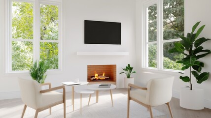 Scandinavian Designed Modern Living Room with Natural Light and Minimalist Aesthetic for Cozy Living