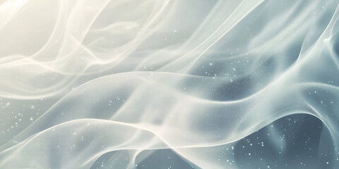 Obraz premium Ethereal Fabric Flow: Dreamlike image of flowing, translucent fabric with a soft, ethereal glow and subtle sparkle, creating a serene and elegant mood. 