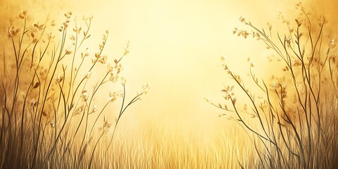 Obraz premium Golden hour field, tall grass, sunset, nature background, design.