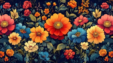 Obraz premium Vibrant Floral Tapestry: A Symphony of Colors in Bloom