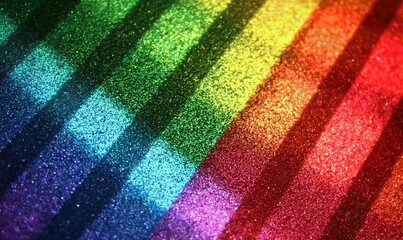Rainbow glitter stripes with shadows, ideal for vibrant backgrounds or festive designs.