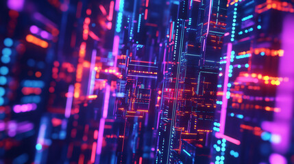 A high-tech representation of cloud computing with AI, showcasing dynamic scaling and automation for data processing and storage.