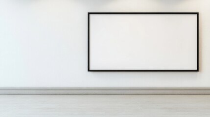 Modern Minimalist White Wall with Black Frame and Light Gray Flooring
