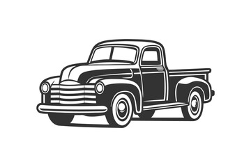 Old pickup Truck Vector Art and Illustration