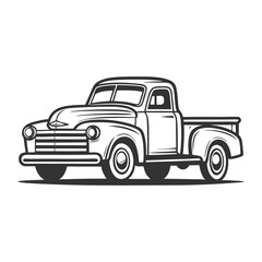 Old pickup Truck Vector Art and Illustration