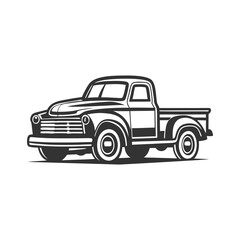 Old pickup Truck Vector Art and Illustration