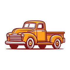 Old pickup Truck Vector Art and Illustration