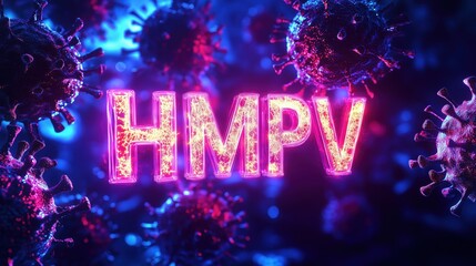 The HMPV virus, observed under a microscope, highlights its unique structural characteristics and intricate design.