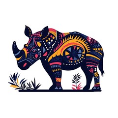 Fototapeta premium Colorful stylized rhinoceros illustration.