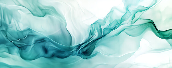 Obraz premium An abstract composition of flowing lines and shapes in soothing shades of teal and aqua, perfect for creative design projects.