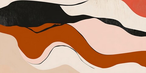 Obraz premium Abstract art, wavy lines, earthy tones, calming background, website design.