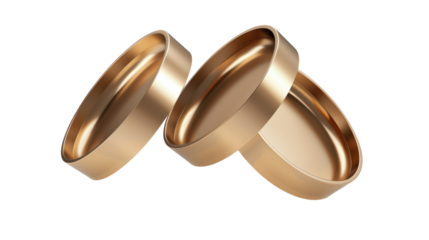 High-Quality 3D Render of Three Flying Gold Coins Ideal for Financial and Investment Themes in Marketing and Design transparent background
