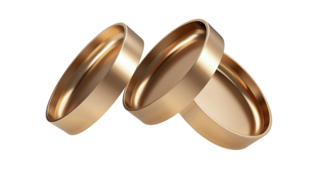 High-Quality 3D Render of Three Flying Gold Coins Ideal for Financial and Investment Themes in Marketing and Design transparent background - Powered by Adobe