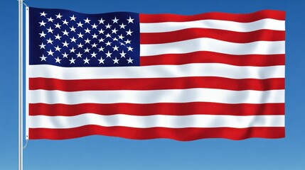 American Flag Waving Proudly Under a Clear Blue Sky