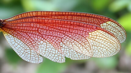 Close-up of a Dragonfly's Wings: Intricate Veins and Stunning Color Gradation