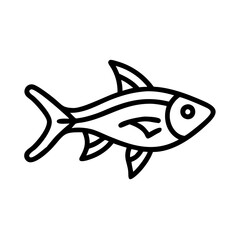 rasbora fish icon, fish line art, fish vector - simple black line art icon of rasbora fish perfect for logos, and fruits-themed designs.